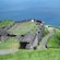 Grass covers the top of a stone fortress on top of Brimstone Hill